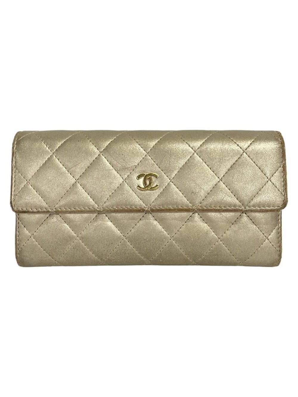 Chanel Wallet Quilted Gold Lambskin
